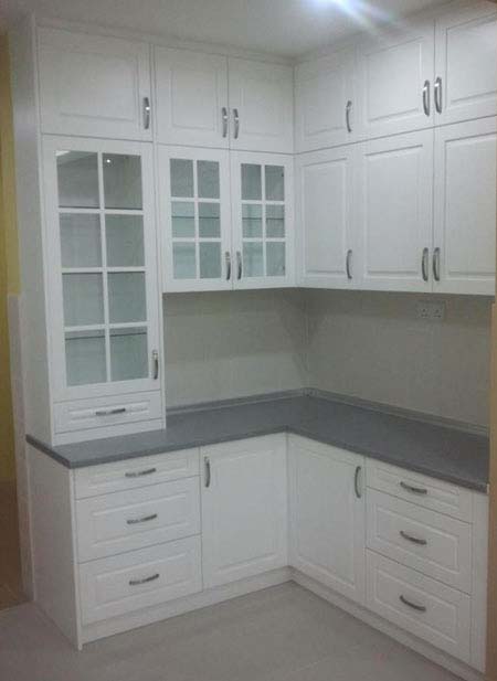 Dry Kitchen - White Colour Kitchen Cabinet